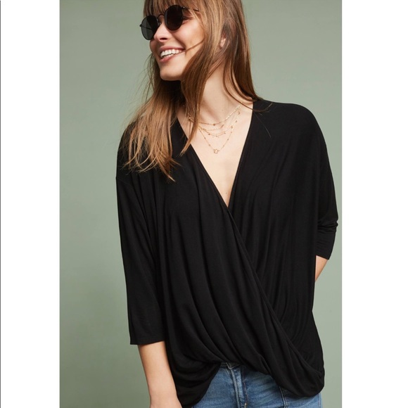Anthropologie Tops - Michael Stars Charcoal Grey Drapey Wrap Top